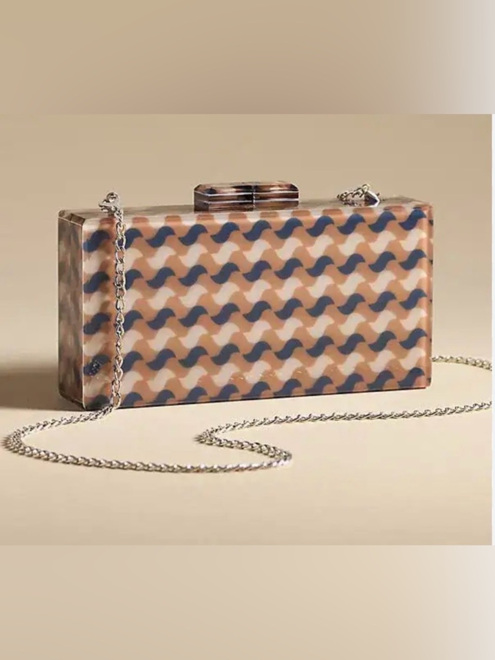 Rae of Light Navy Geometric Acrylic Box Clutch NWT